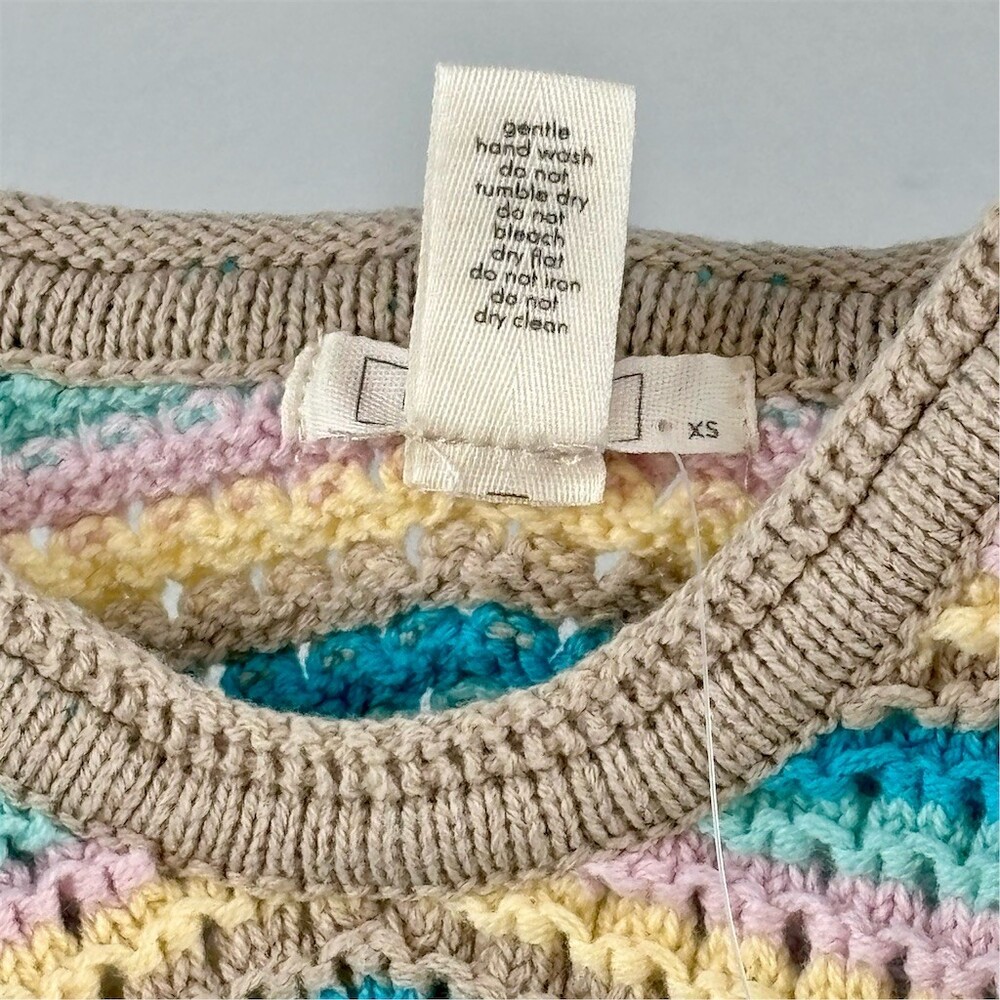 Full Tilt Crop Tank Top Womens Multicolor Striped Knit Boho Festival - Picture 4 of 4